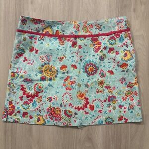 LizGolf Women Skirt Floral Print A-Line Blue Pink Yellow Size 14